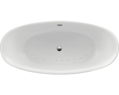 Baignoire balnéo OTTOFOND Pessoa 83.5 x 180.5 cm blanc brillant lisse 72160 Baignoire de forme ovale avec jets vus de dessus