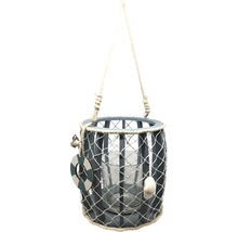 Dekorative Hängeleuchte im maritimen Stil mit Glaszylinder, Netz, Rettungsring und Muschel