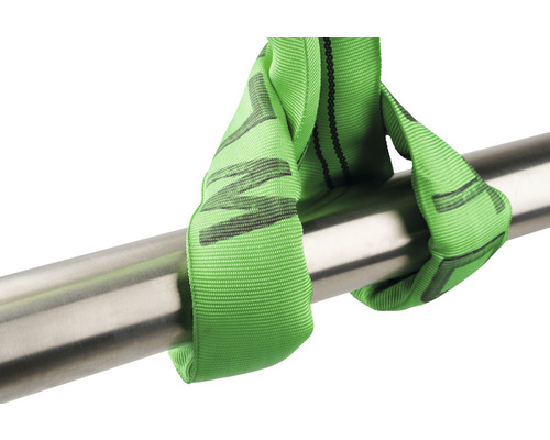 Élingue textile avec un tube métallique.