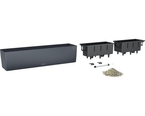 Jardinière rectangulaire avec insert d''irrigation, indicateur de niveau d''eau et granulés pour plantes