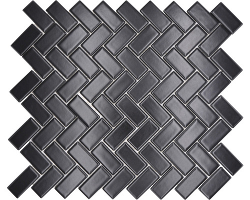 Mosaïque en céramique CHB 06BM NOIR, 30x30 cm Carreaux de mosaïque en motif à chevrons