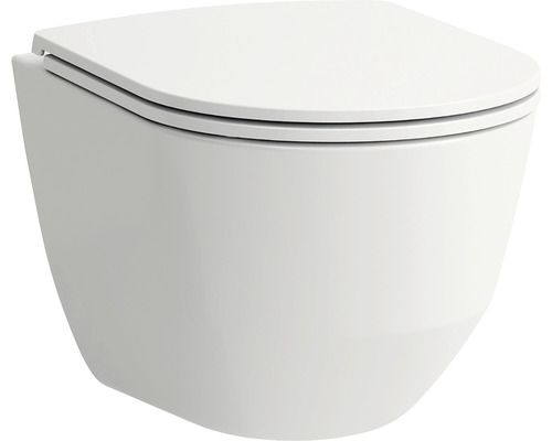 WC mural Laufen pro compact Up blanc sans bord de rinçage et SANS siège de toilette
