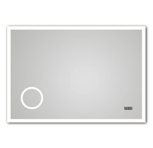 Miroir rectangulaire avec éclairage, capteur tactile et horloge numérique