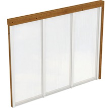 Toiture de terrasse avec cadre en bois et plaques en polycarbonate