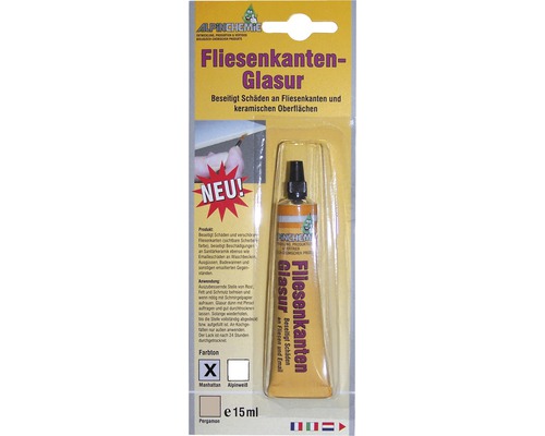 Vernis pour chants de carrelage 15 ml manhatten Alpin Chemie Email pour bord de carreaux pour réparer les bords de carreaux et les surfaces en céramique