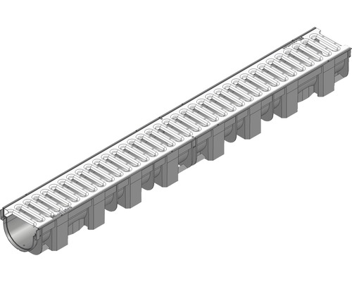 Gouttière en plastique en PP Hauraton TOPxavec grille à traverses acier inoxydable 1000x119x89 mm