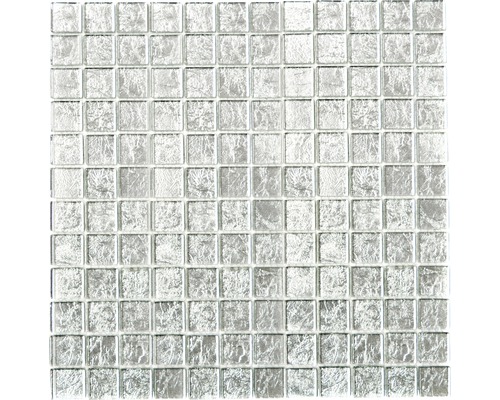 Mosaïque de verre CM 4SB11 ARGENT, 30x30 cm Carreau de mosaïque en verre carré avec surface structurée