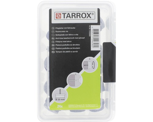 Patins en feutre avec vis, diamètre 20 mm, 24 pièces