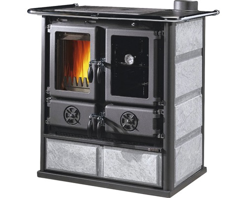 Poêle à feu intermittent Nordica Extraflame Rosetta couleur du foyer gris matériau plaque de cuisson 7,2 kW