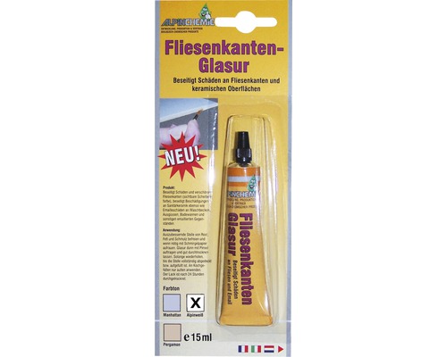 Vernis pour chants de carrelage 15 ml blanc alpin Alpin Chemie Émail pour chants de carreaux pour éliminer les dommages sur les carreaux et les surfaces en céramique
