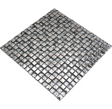 Panneau de mosaïque avec éléments carrés en acier inoxydable et en verre