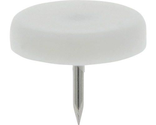 Tarrox Patin en plastique avec clou Ø 20 mm rond blanc 16 pièces Patins pour meubles avec clou