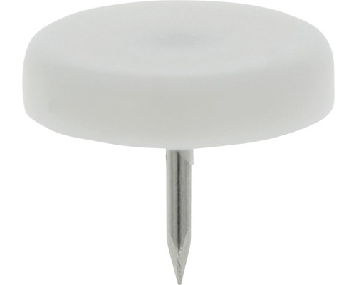 Tarrox Patin en plastique avec clou Ø 25 mm rond blanc 16 pièces