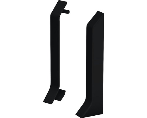 Pièces d'extrémités Prinz pour plinthe en mousse rigide noir 60 mm Deux caches de raccordement de radiateur noirs
