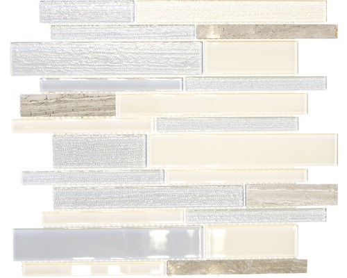 Mosaïque de verre CM GV24, MIX BEIGE-GRIS, 28.6x30 cm Mosaïque en verre et pierre naturelle