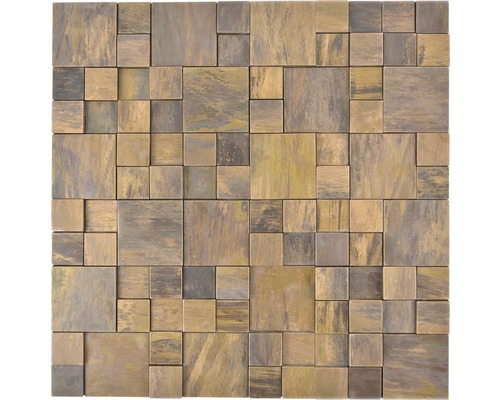 Metallmosaik Kupfer 3 D XK 3DC 06 29,1x29,1 cm Mosaikfliese mit quadratischen Elementen unterschiedlicher Größe.