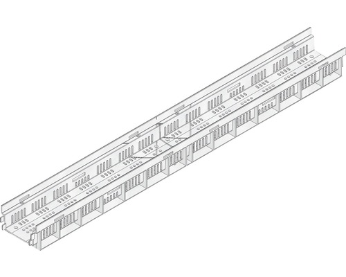 Partie inférieure du caniveau Hauraton DachfixResist 115 type 75 en plastique résistant à la corrosion couleur argent 1000x115x75 mm