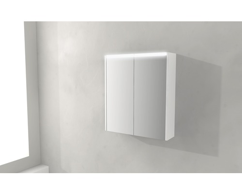 Armoire de toilette avec deux portes et éclairage pour la salle de bain