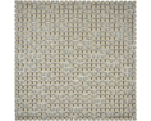 Mosaïque en verre CUBA 03C CRÈME 30,5x30,5 cm Carreau de mosaïque carré en verre et céramique