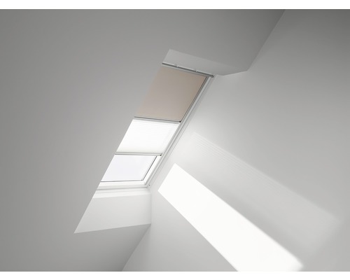 Store duo VELUX store occultant uni beige et store plissé blanc cadre aluminium DFD SK06 4556S