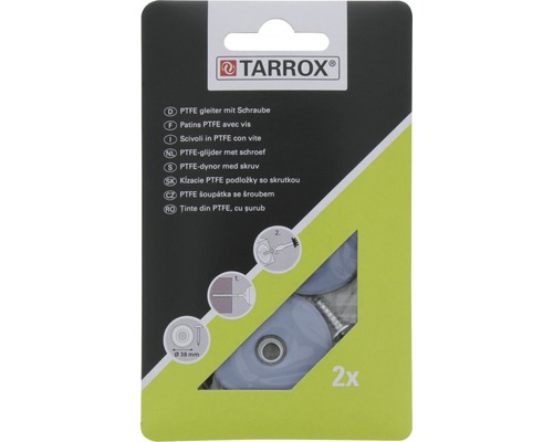 Tarrox PTFE Gleiter mit Schraube, 38 Millimeter, Zweierpackung