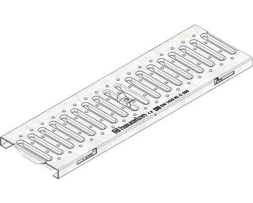 Grille passerelle pour caniveau double Hauraton FaserfixKS 100 ouverture de clé 80/10 zingué avec sécurité anti-glissement horizontale 500x149x20 mm