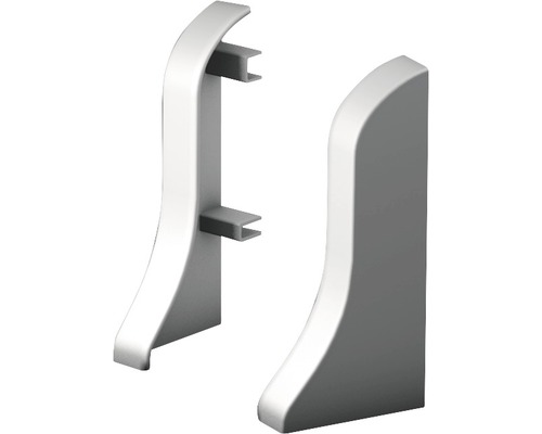 Pièces d'extrémités Prinz pour plinthe en mousse gris argent 48 mm Deux rosaces de radiateur en plastique