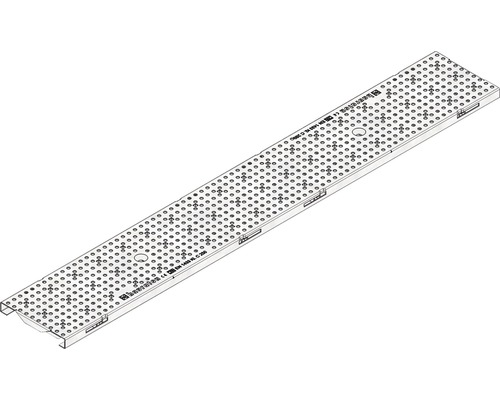 Grille perforée Hauraton FaserfixKS 100 Ø 6 zingué avec sécurité anti-glissement horizontale 1000x149x20 mm