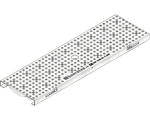 Grille perforée Hauraton FaserfixKS 100 Ø 6 zingué avec sécurité anti-glissement horizontale 500x149x20 mm