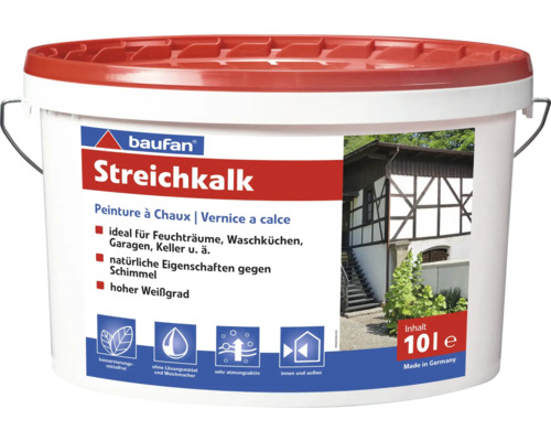 Baufan Kalkfarbe Streichkalk Mineralfarbe weiss 10 l