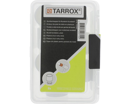Embouts de pied de chaise Tarrox en plastique pour tubes, 25 mm, 8 pièces