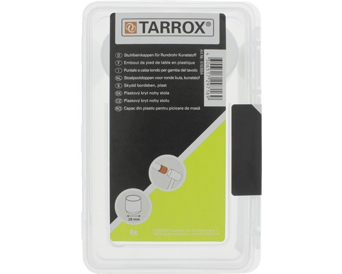 Embouts de pied de chaise Tarrox pour tubes ronds en plastique, 28 millimètres, 4 pièces