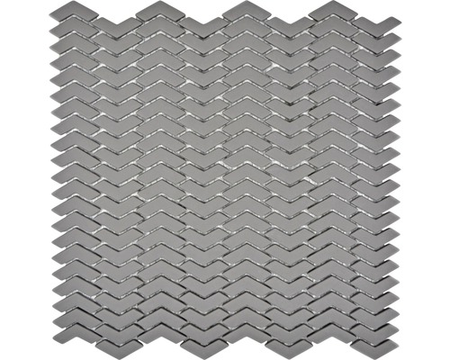 Mosaïque en verre CUBA HB35G GRIS 29x29,5 cm Mosaïque avec motif en forme de flèche pour décoration murale et de sol