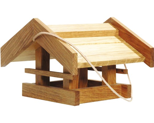 Abri-mangeoire pour oiseaux de base en bois de chêne 31x28x20 cm