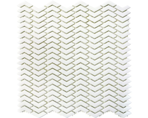 Mosaïque en verre CUBA HB37W BLANC 29x29,5 cm Tapis de carreaux avec motif de flèche pour la décoration des murs et des sols