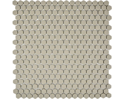 Mosaïque en verre CUBA HX13C CRÈME 29x29,5 cm Mosaïque avec éléments hexagonaux