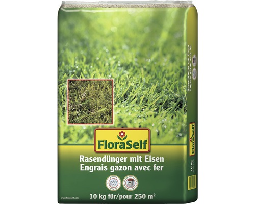 Engrais pour gazon FloraSelf avec du fer 10 kg 250 m²