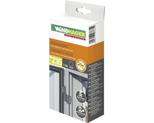 Charnière à clipser pour portes avec cadre moustiquaire Windhager anthracite 3 pièces