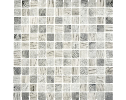 Mosaïque de verre CW 312, GRIS-CLAIR, 30x30 cm Carreaux de mosaïque aspect bois
