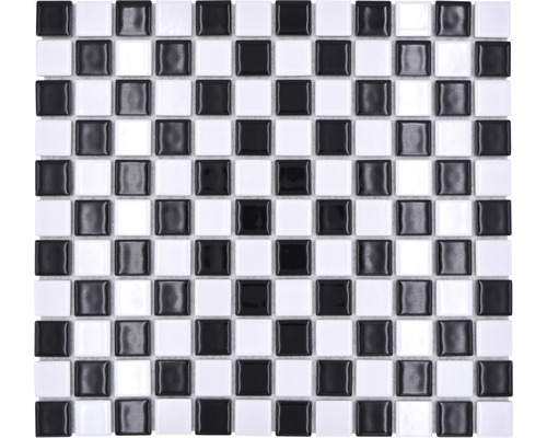 Mosaïque en céramique BM 048 30,5x32,5 cm blanche-noire Mosaïque avec motif carré