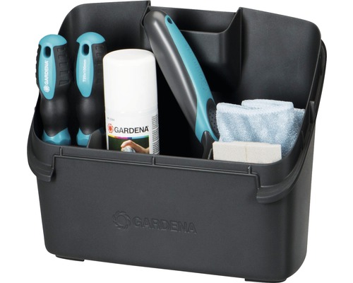 Panier de transport d''outils de jardin avec outils de jardin, bombe aérosol, sécateur et lingettes de nettoyage