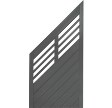Élément de clôture gris avec des lamelles horizontales