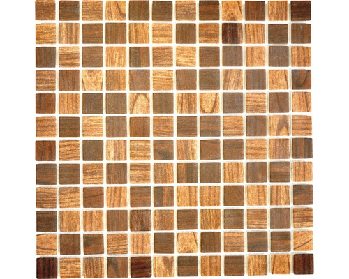 Mosaïque de verre CM 410, MARRON-FONCÉ, 30x30 cm Mosaïque imitation bois