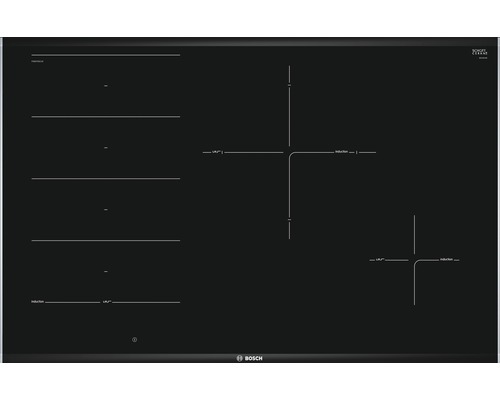 Plaque de cuisson à induction avec cadre Bosch PXE875DC1E 80 cm 4 zones de cuisson autonomes