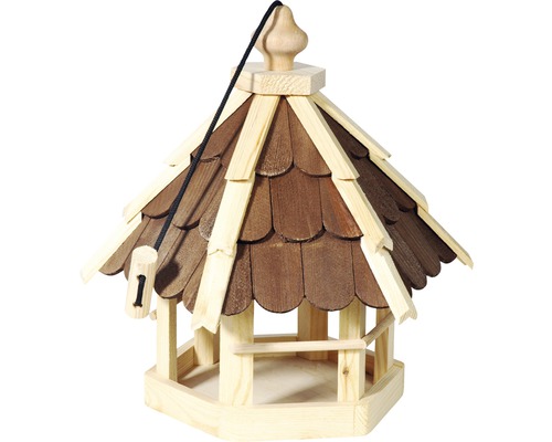 Abri-mangeoire pour oiseaux avec toit marron 33x29x36 cm