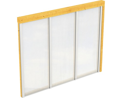 Paroi latérale SKAN HOLZ für Toiture pour terrasses 255x200 cm chêne clair Trois plaques de polycarbonate avec cadre en bois pour une utilisation extérieure