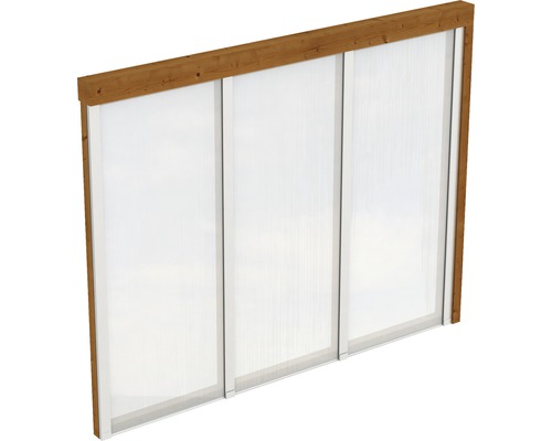 Paroi latérale SKAN HOLZ für Toiture pour terrasses 255x200 cm bois noyer Élément de toit de terrasse avec cadre en bois et panneaux translucides