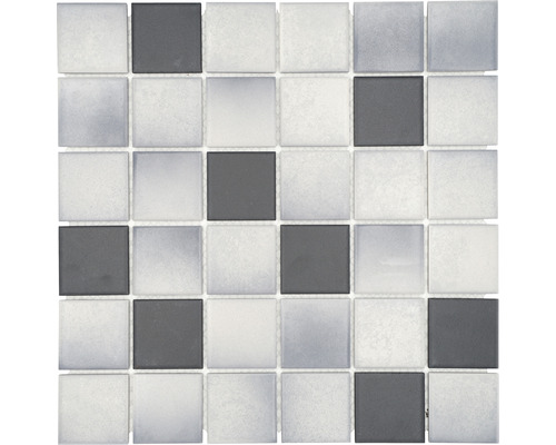 Mosaïque en céramique CD 212 30,5x30,5 cm mixte Motif de carreaux de mosaïque avec carreaux carrés gris et blancs