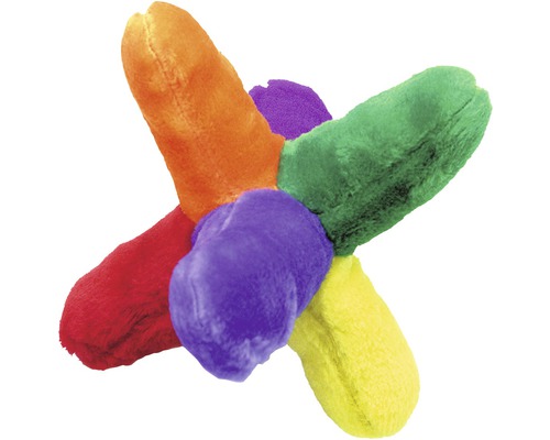 Jouet pour chien Karlie étoile en peluche avec 4 sifflets Ø 25 cm multicolore Balle en peluche multicolore pour animaux de compagnie