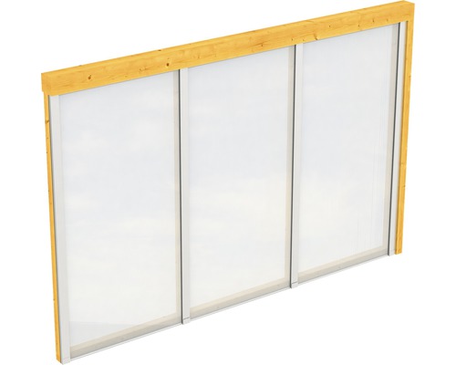 Paroi latérale SKAN HOLZ für Toiture pour terrasses 305x200 cm chêne clair Élément mural avec cadre en bois et panneaux transparents